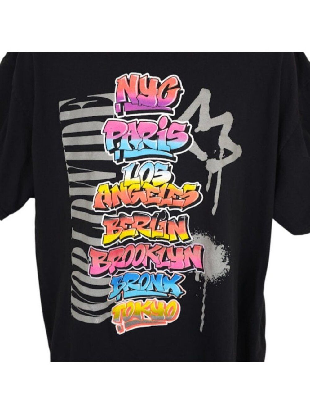 Worldwide Tour T Shirt Mens Size 2XL Black Tokyo Paris NYC Berlin Brooklyn Bronx